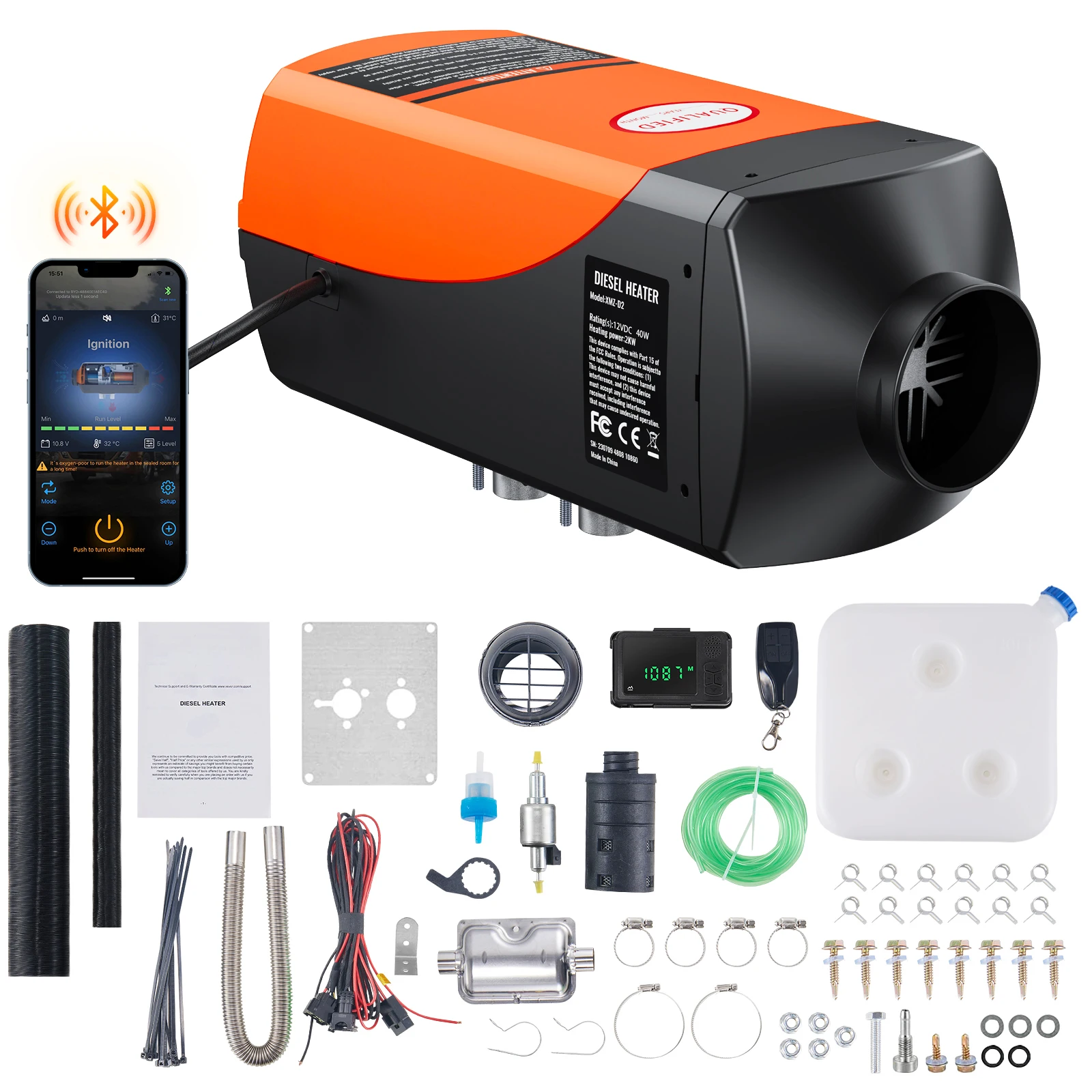 Portable 12V Diesel Air Heater with Remote Control