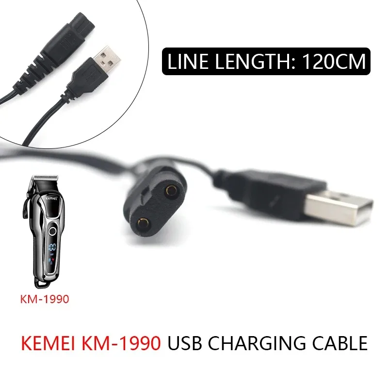 Shaver Charging Cable For KEMEI KM-1990 Hair Clipper Trimmer Original USB Charger Power Cord EU Plug