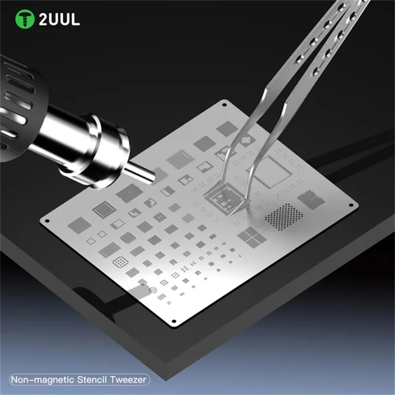 2UUL TW22 Non-magnetic CPU IC Stencil Tin Planting Tweezer Phone Motherboard Solder Wick Clamp Tweezers 1