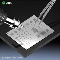 2UUL TW22 Non-magnetic CPU IC Stencil Tin Planting Tweezer Phone Motherboard Solder Wick Clamp Tweezers 1