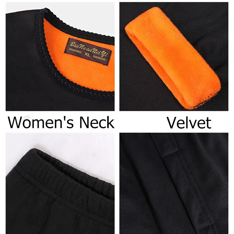 Yasuk Winter Men's Women's Thermal Underwear Long Johns Warm Solid Soft Casual Double Faced Velvet Plush Top With Pants Thick