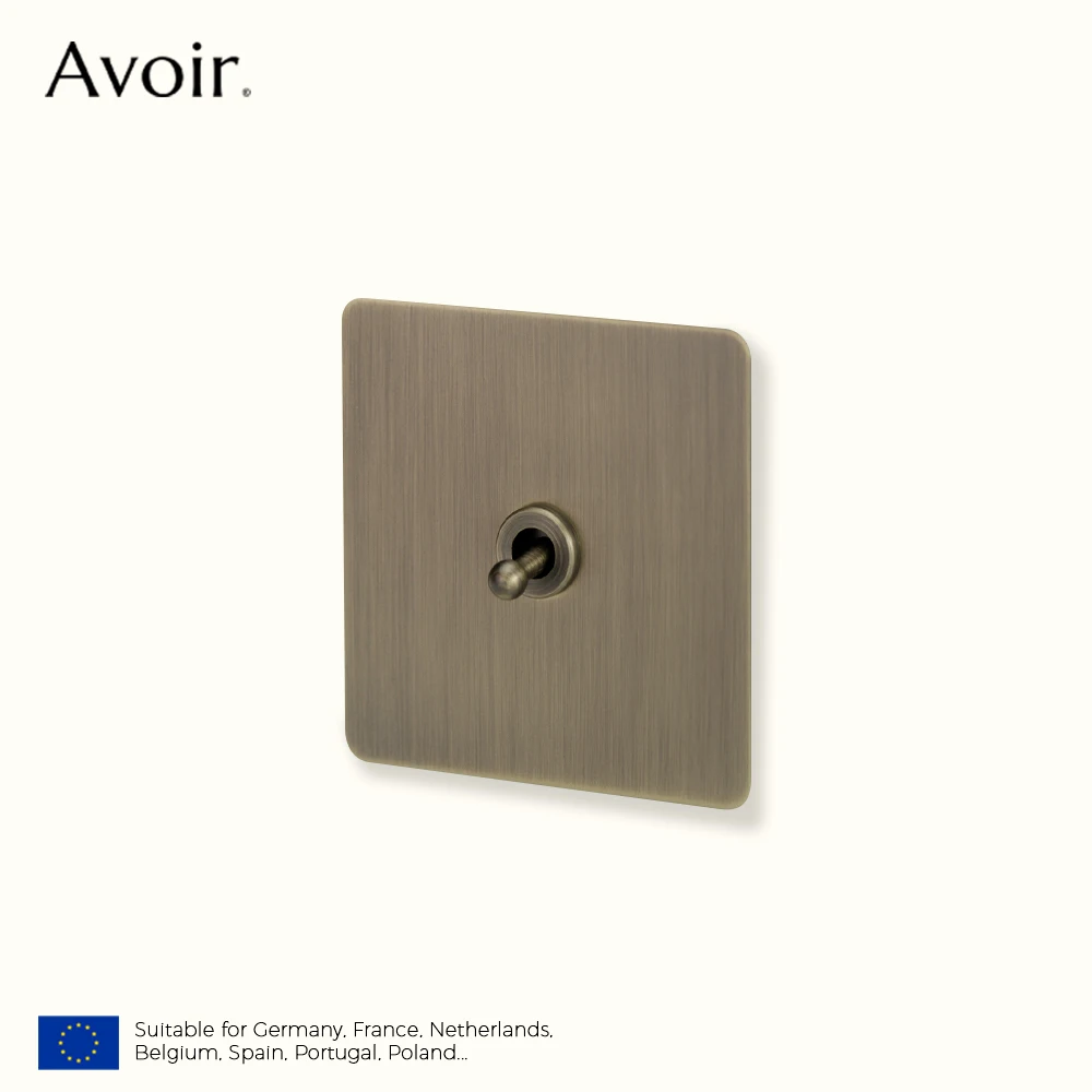 Avoir Vintage ทองเหลืองสวิทช์ 1-4 Gang 2 Way Toggle แผงสวิทช์ Brushed Bronze ซ็อกเก็ตไฟฟ้าและสวิทช์ USB Cat6 Rj45 1