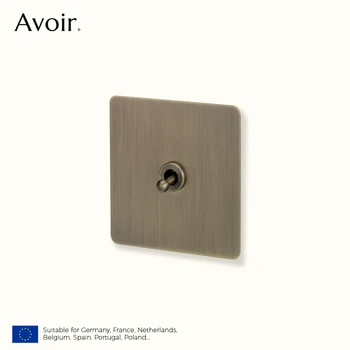 Avoir Vintage ทองเหลืองสวิทช์ 1-4 Gang 2 Way Toggle แผงสวิทช์ Brushed Bronze ซ็อกเก็ตไฟฟ้าและสวิทช์ USB Cat6 Rj45 1