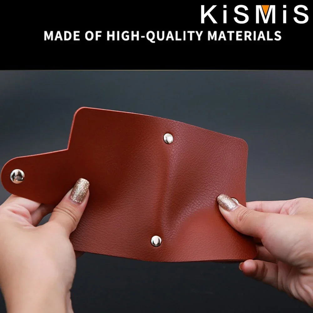 PU Leather 24-Slot Card Case Business Card Passport Holder 10.5x7.5x2cm Organizes 24 Cards