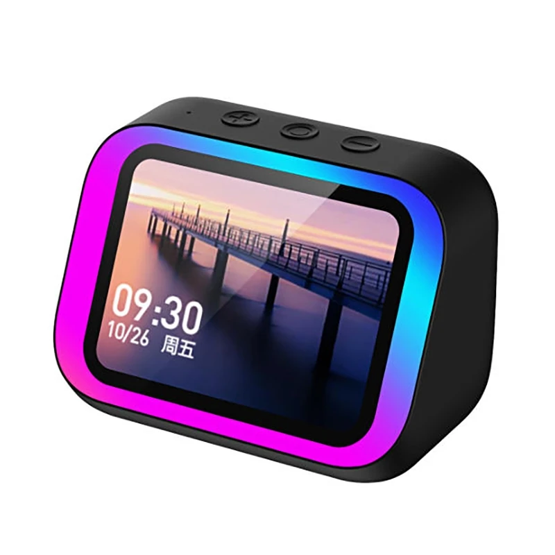 AI Voice Assistant רמקול Bluetooth עם תאורת צבע RGB שעון מעורר מסך LED תצוגת שעון מזג אוויר רמקול אלקטרוני