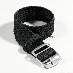 Premium Woven Nylon Watch Strap - Fashionable Fabric Replacement Wristband - 22mm (Black)