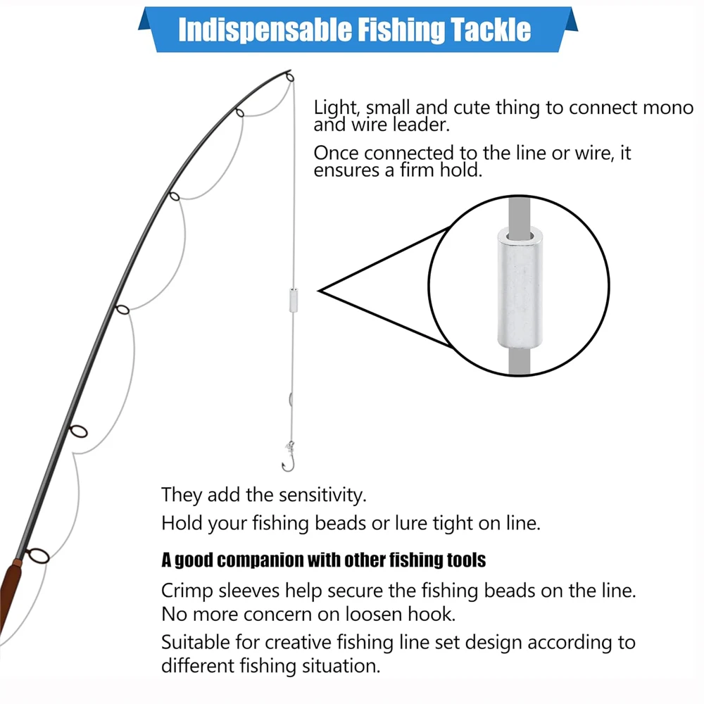 200 قطعة الصيد الألومنيوم تجعيد الأكمام البيضاوي ب...
