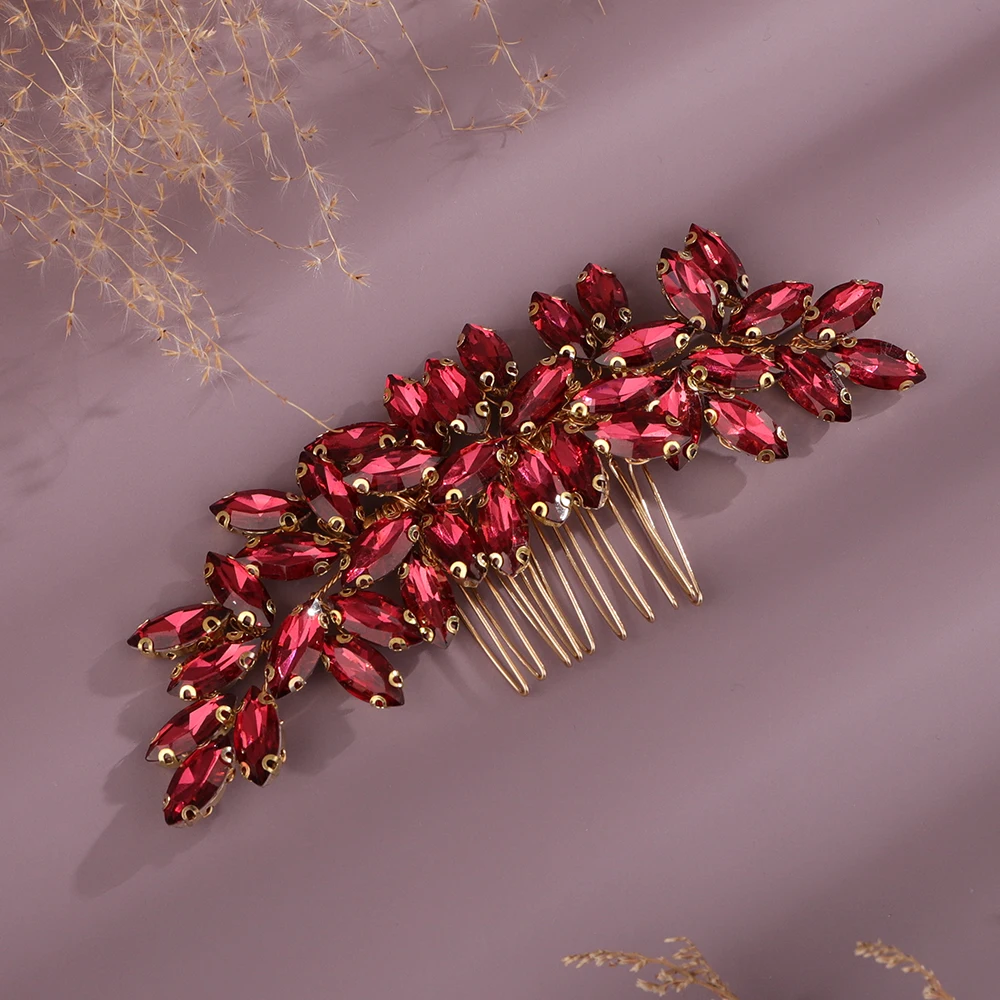 S9380064602bb430b8dafbed66df106bdO Fashion Rhinestone Hair Comb for Bridal Headpiece 9 Color Wedding Hair Accessories Women Handmade Tiara Headdress Party Headwear Mallzona