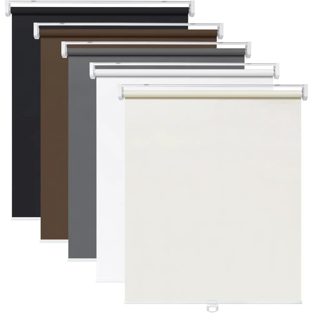 No Tools No Drill Cordless Roller Shades,100% Blackout Roller Blinds for Windows,Thermal Insulated UV Protection Waterproof Roll 2