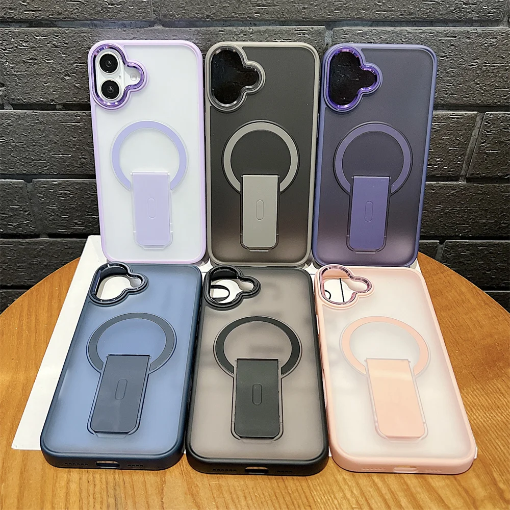 Coque de téléphone magnétique translucide mate pliable pour iPhone 16 15 14 13 12 11 Pro Max, coque arrière givrée antichoc de luxe_voghion.com