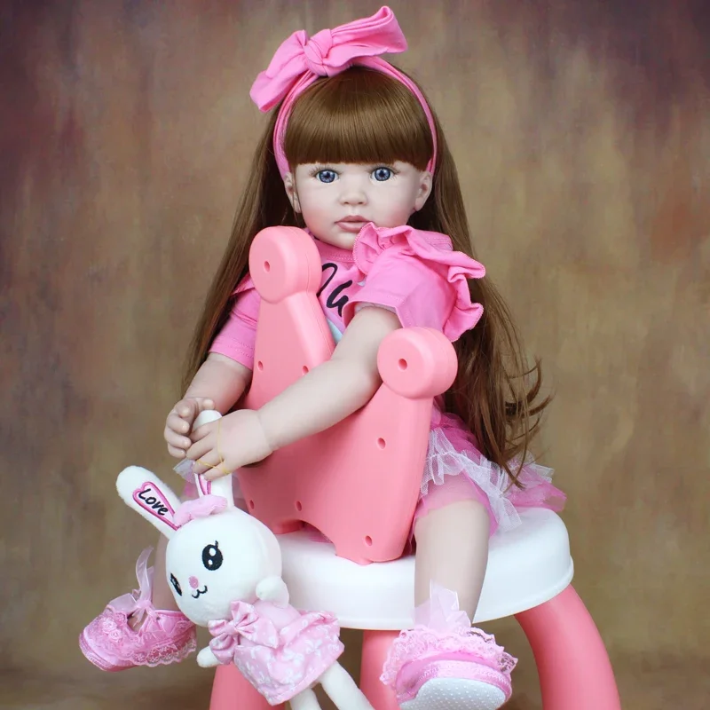 BZDOLL 60cm Lifelike Reborn Baby Doll 24inch Soft Silicone Newborn Princess Toddler Bebe Alive Kid Lovely Dress Up Toy For Girl 2