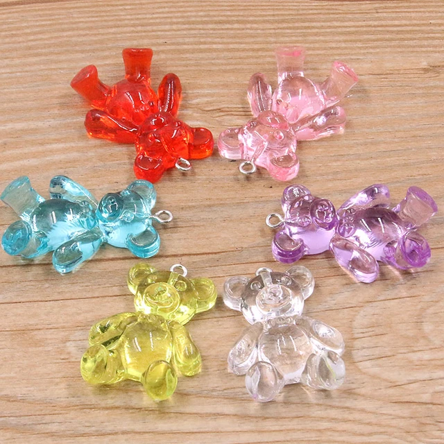 10 pcs Cute Gummy Bear Resin Charms Necklace Pendant Earring Jewelry DIY