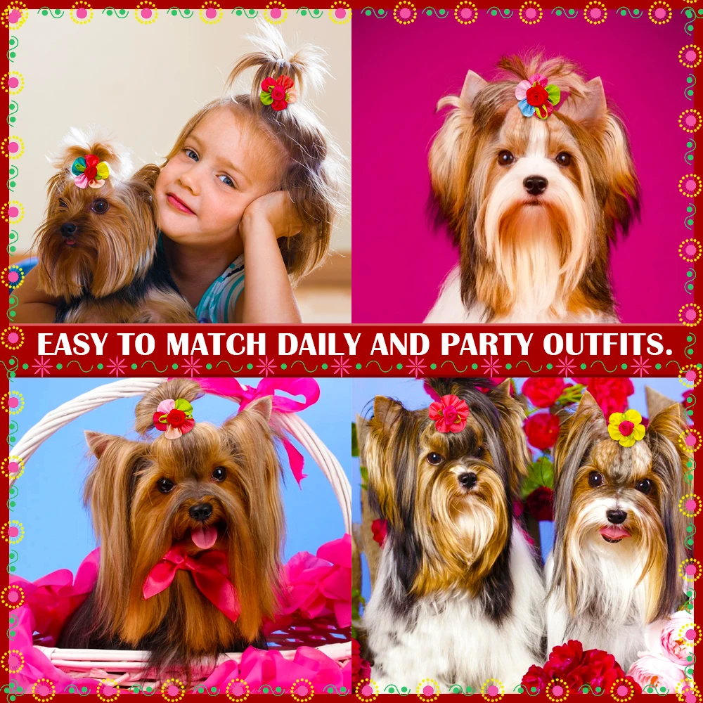 20PCS Cute Handmade Puppy Dog Hair Bows Pet Dog Hair Accessories