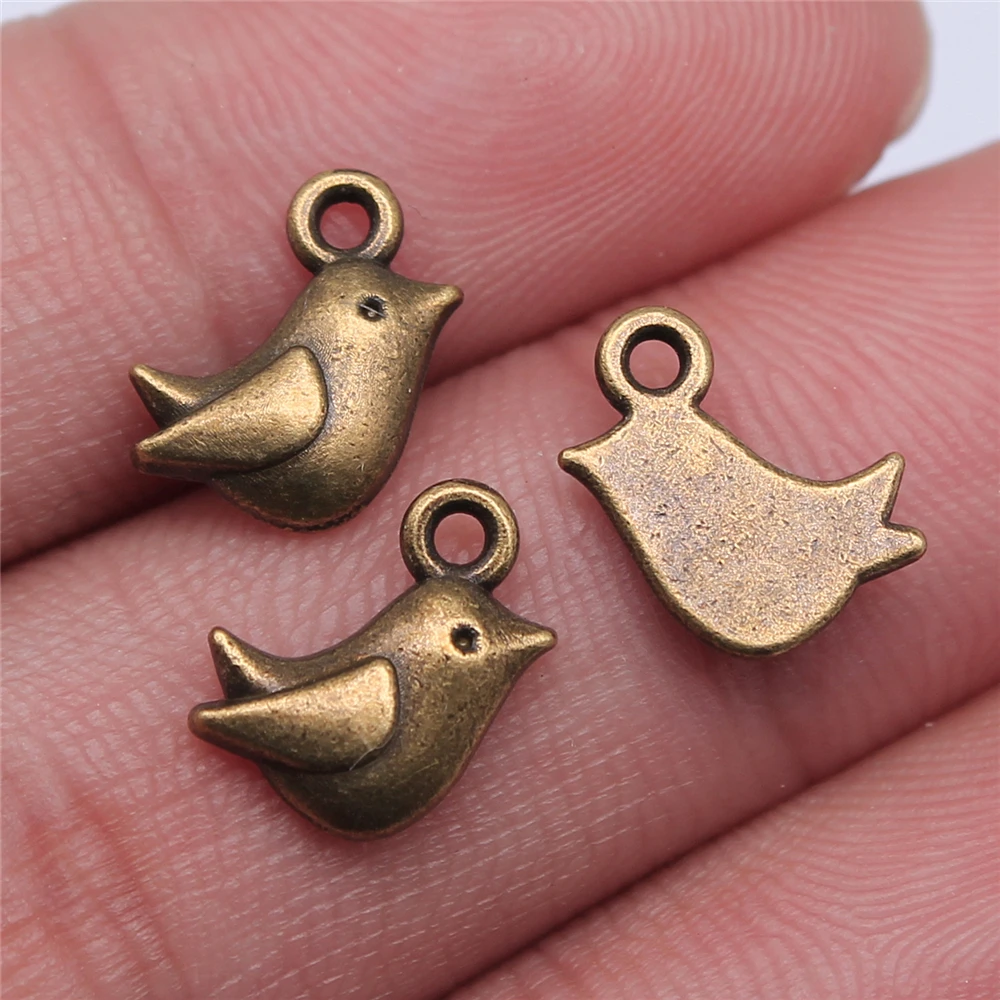 WYSIWYG 20pcs 11x8mm 작은 조류의 매력 보석을위한 귀여운 조류의 매력 골동품 실버 컬러 조류의 매력을 만들기