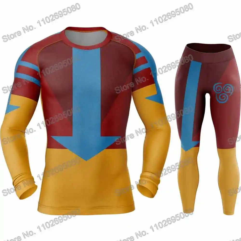 Airbenders Rash Guard Diving T-Shirt Pants BJJ Boxing MMA Swimwear Men Summer Long Sleeve Surf Clothing Women GYM Tops Sports