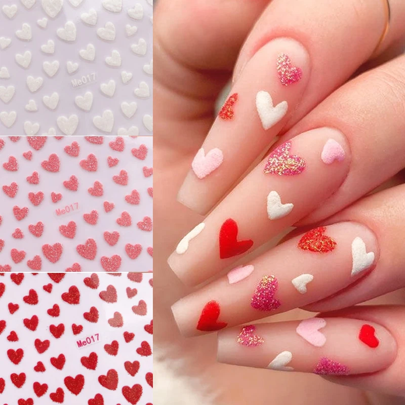 1PC Nail Stickers 3D Nail Stickers Black Heart Love Self-Adhesive Slider Letters Nail Art Decorations Stars Decals Manicure Accessories