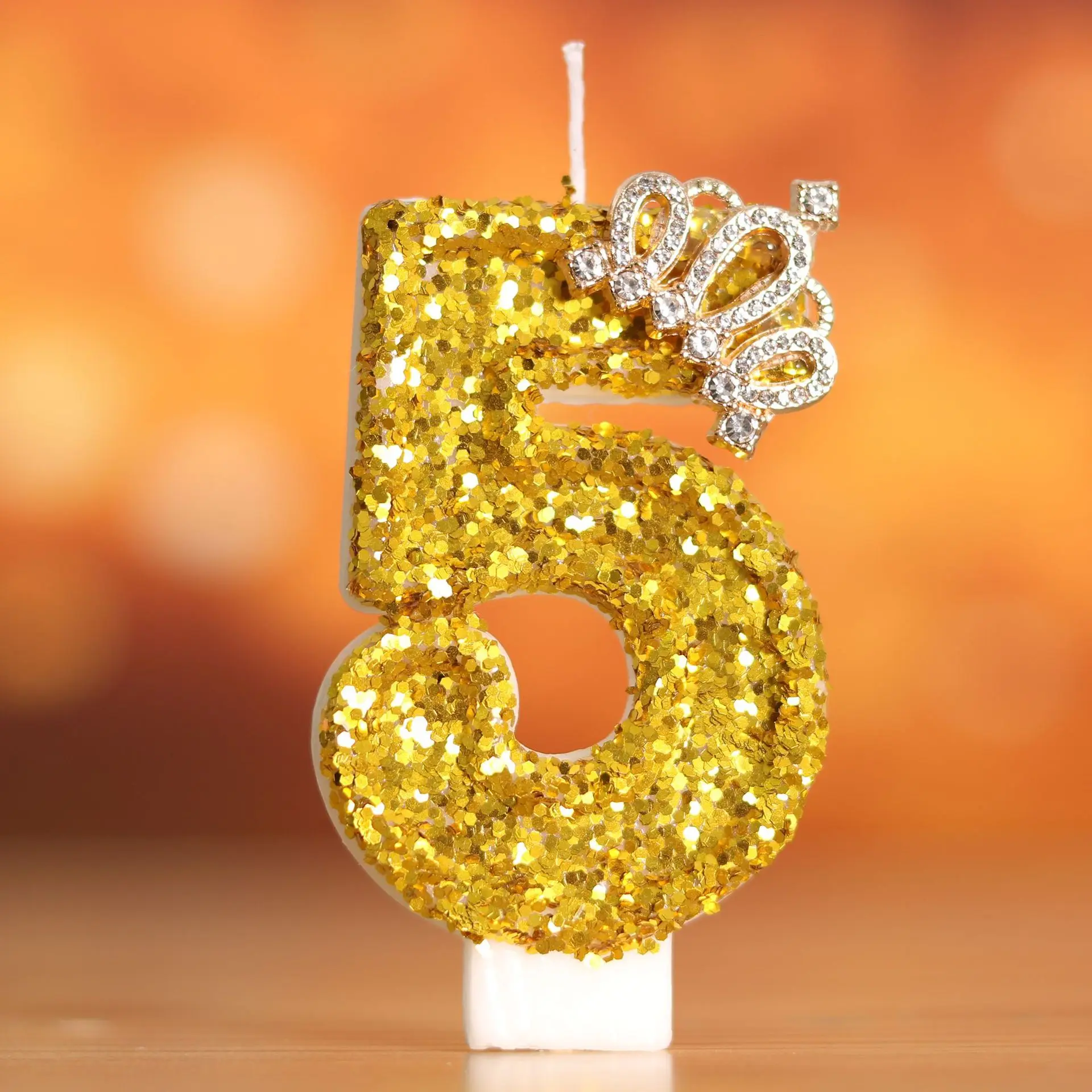 Elegant Gold Crown 3D Number Candle for Birthday Cake and Party Décor