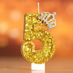 Elegant Gold Crown 3D Number Candle for Birthday Cake and Party Décor (5)