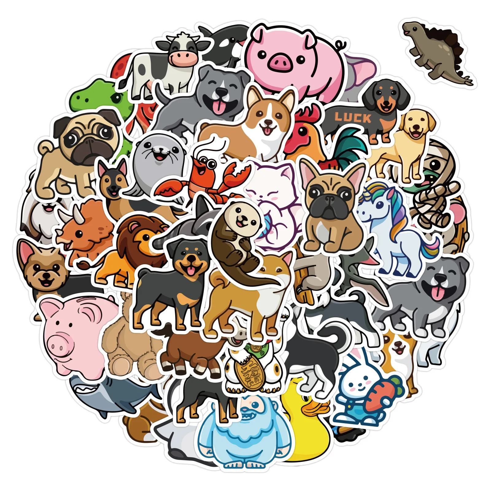 50PCS Cute Simple Animal PVC Sticker Aesthetic Colorful Decoration Scrapbooking Korean Stationery School Supplies for Kids