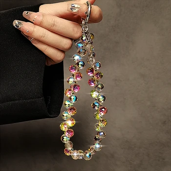 Mobile Phone Lanyard High-end Luxury Short Water Drop Crystal Hanging Chain Hand-beaded Wrist Chain Hand-held Pendant 1