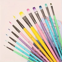 6pcs Professional Artist Paint Brushes Set - Fine Point, Wooden Handles, Nylon Round Pointed Flat Tips Multicolored Paint Brush 1