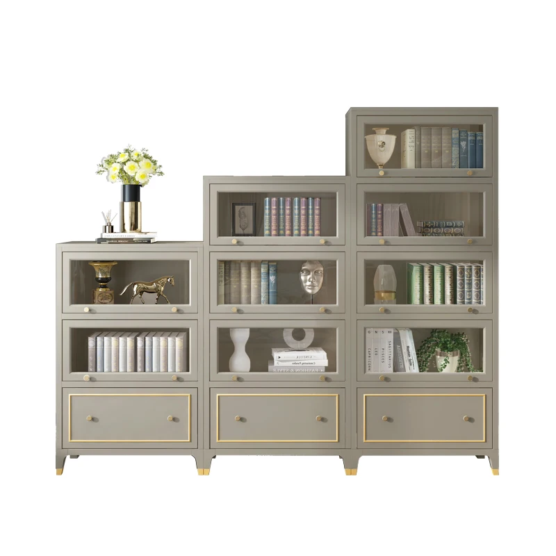 

ZL Bookcase with Door Combination Floor Bookshelf Storage Cabinet Integrated
