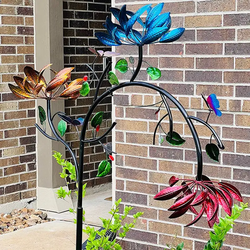 Summer Multi Colored Flowers Wind Spinner 1