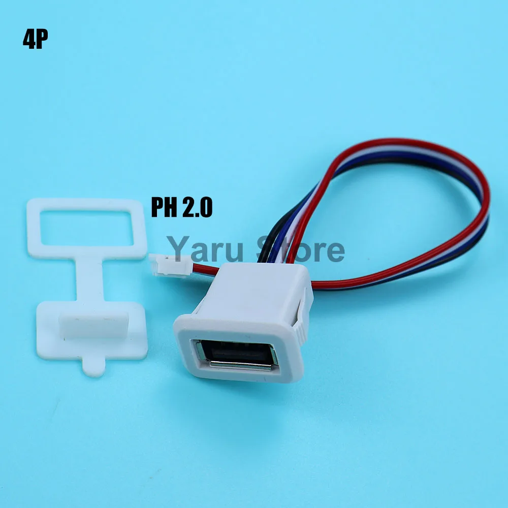 C303BC USB 2.0 여성용 전원 잭 2P 4P USB 2.0 충전 포트 커넥터 데이터 인터페이스 방수 캡 포함