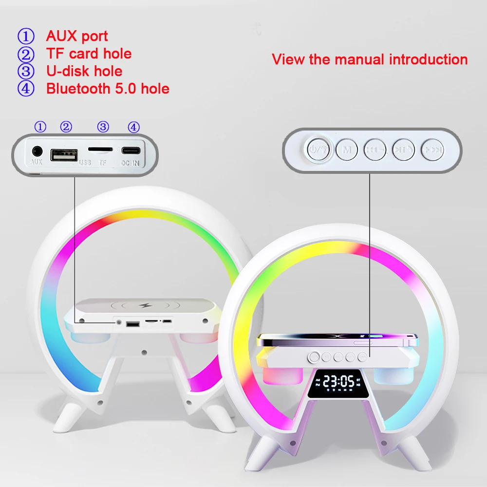 Wireless LED Music Speaker, Despertador Inteligente, Scent