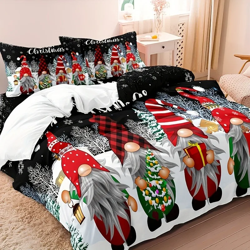 Juego de cama de Navidad con estampado 3D, funda nórdica