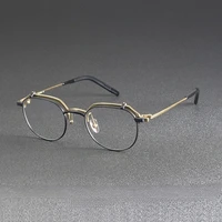 Откидная крышка S-400T, японский стиль, ацетат, чистый титан, овальная оправа для очков, оправа для бровей, мужские сверхлегкие очки — изображение 2