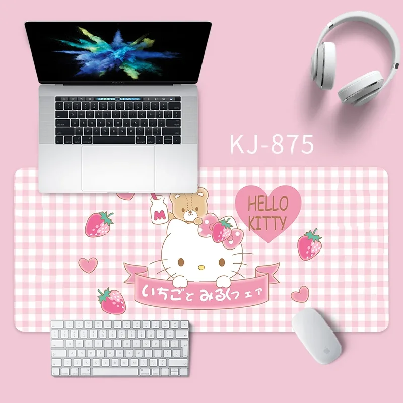 Hellos Cat Kittys Kawaii Mouse Pad Gamer Gaming Laptops Computer Accessories Pink Deskmat Non-slip Mat Mausepad Mousepad Pc Pads