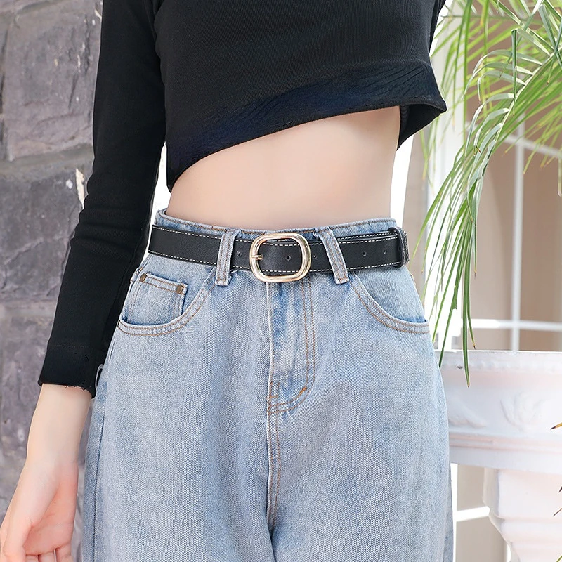 Leather Women Belt Fashion Waist Belt PU Leather Metal Buckle For Ladies  Leisure Dress Jeans Wild Waistband