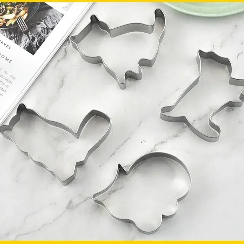 Cute Cat Cookie Cutter Mold Sandwiches Fruits Cutter Shapes Biscuit Mold DIY Biscuit Baking Mould Tool 5Pcs
