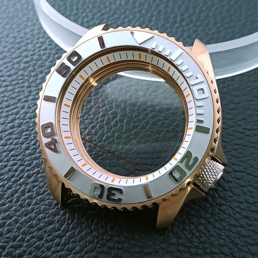 42mm Gold/Rose Gold Steel Watch Case with Sapphire Glass and 22mm Strap