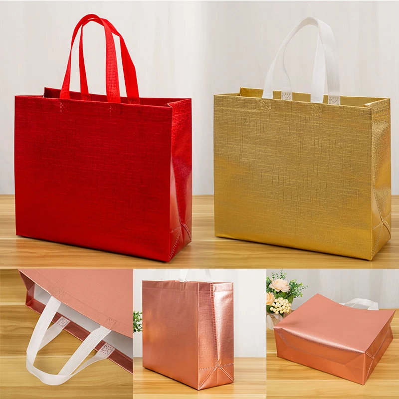Waterproof Embossed Non-woven Fabric Grocery Bag Film Coated Laser Bag Takeaway Bag Shopping Pouch Eco Bag Shopping Bags 3