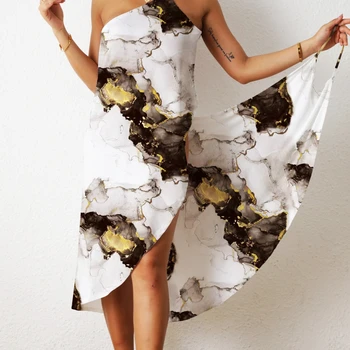 여성용 원피스 프린트 섹시 비치 드레스, 민소매 꽃 비치 웨어, 미디 화이트 드레스, 여름 미적 의류, 2023