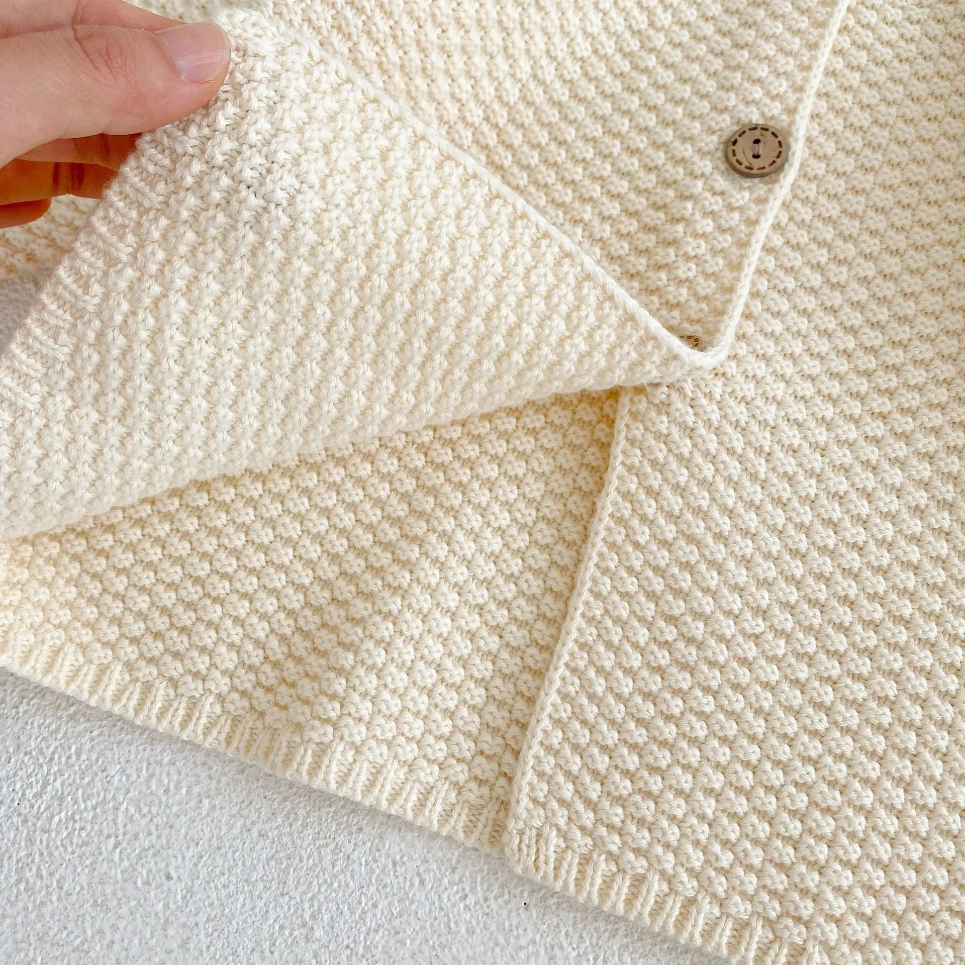 Baby Girls Sweater 4465C Baby Sweater Coat Spring Corn Round Neck Knitted Sweater Solid Color Boy's Cardigan Coat Girl