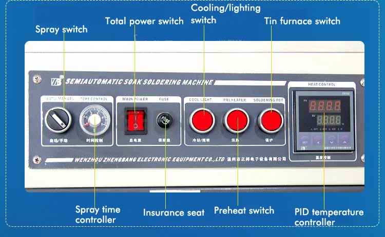 220V Semi-Automatic Dip Welder PCB Circuit Board Dip Tin Furnace Lead-Free Flux Spray ZB3525DG 2