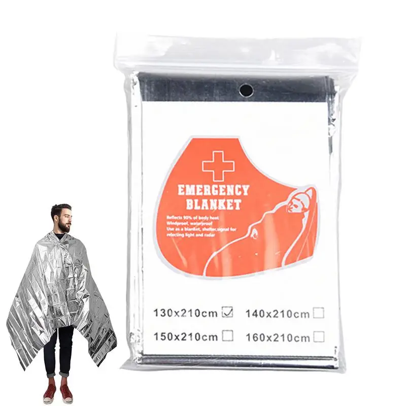 Survival Thermal Blankets Thermal Large Blanket Multi-Function Warm Keeping Products For Car Broke Down Marathon Wilderness emergency survival rain poncho thermal survival space blanket thermal raincoat heat reflective waterproof for camping hiking