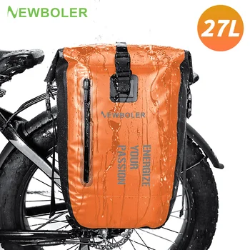 NEWBOLER Borsa laterale per bici Borsa da ciclismo da viaggio impermeabile di grande capacità da 27 litri Borsa per bagagliaio per sedile posteriore per bicicletta Accessori per bici elettriche