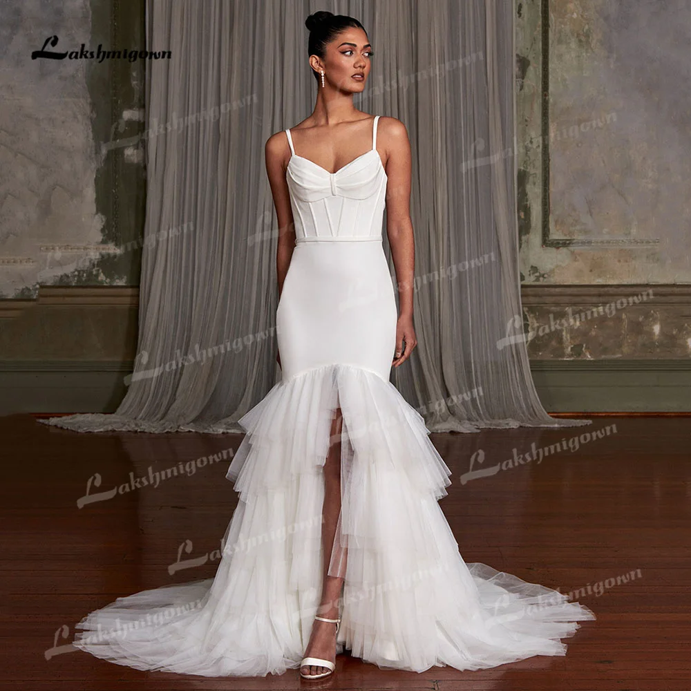 Pleated Mermaid Sweetheart Neck Spaghetti Strap Open Back High Slit Floor Length For Women Evening Dress main image 0