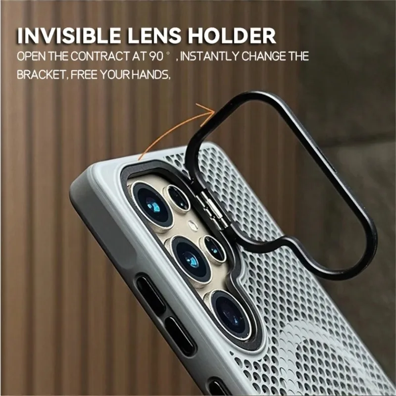 Luxury Breathable Mesh Magnetic Stand Cooling Shockproof Holder Case