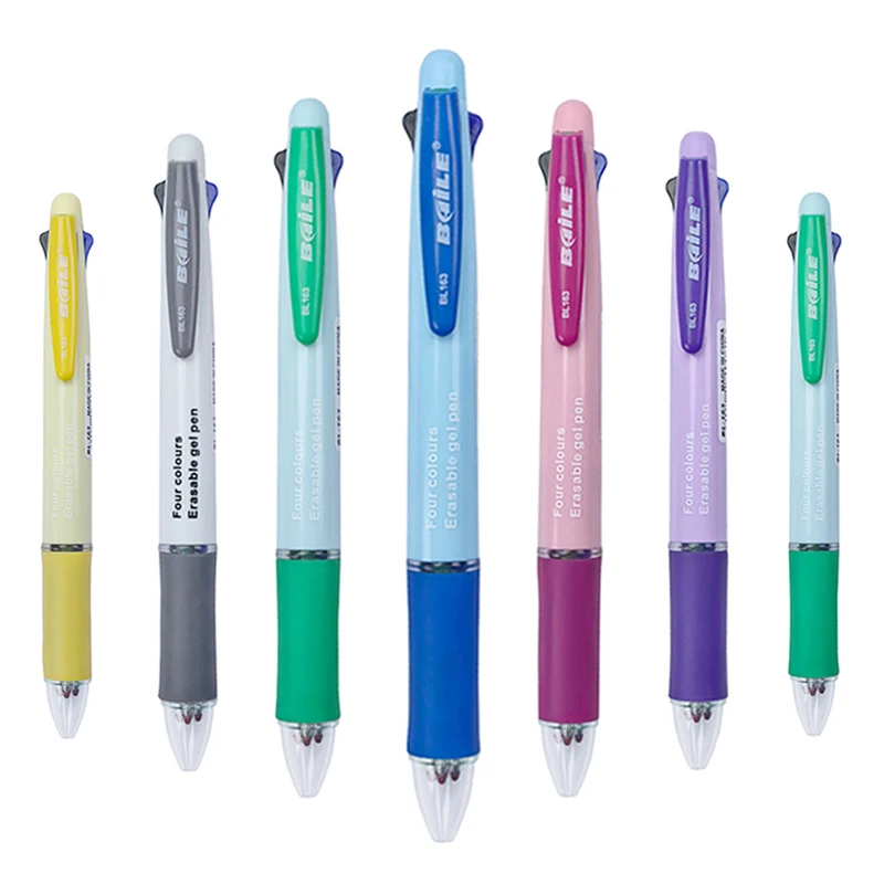 Black Blue Green Red 4 In 1 Erasable Gel Pen with Eraser 0.5mm Magic Refills School Office Kawaii Writing Stationery Supplies 6