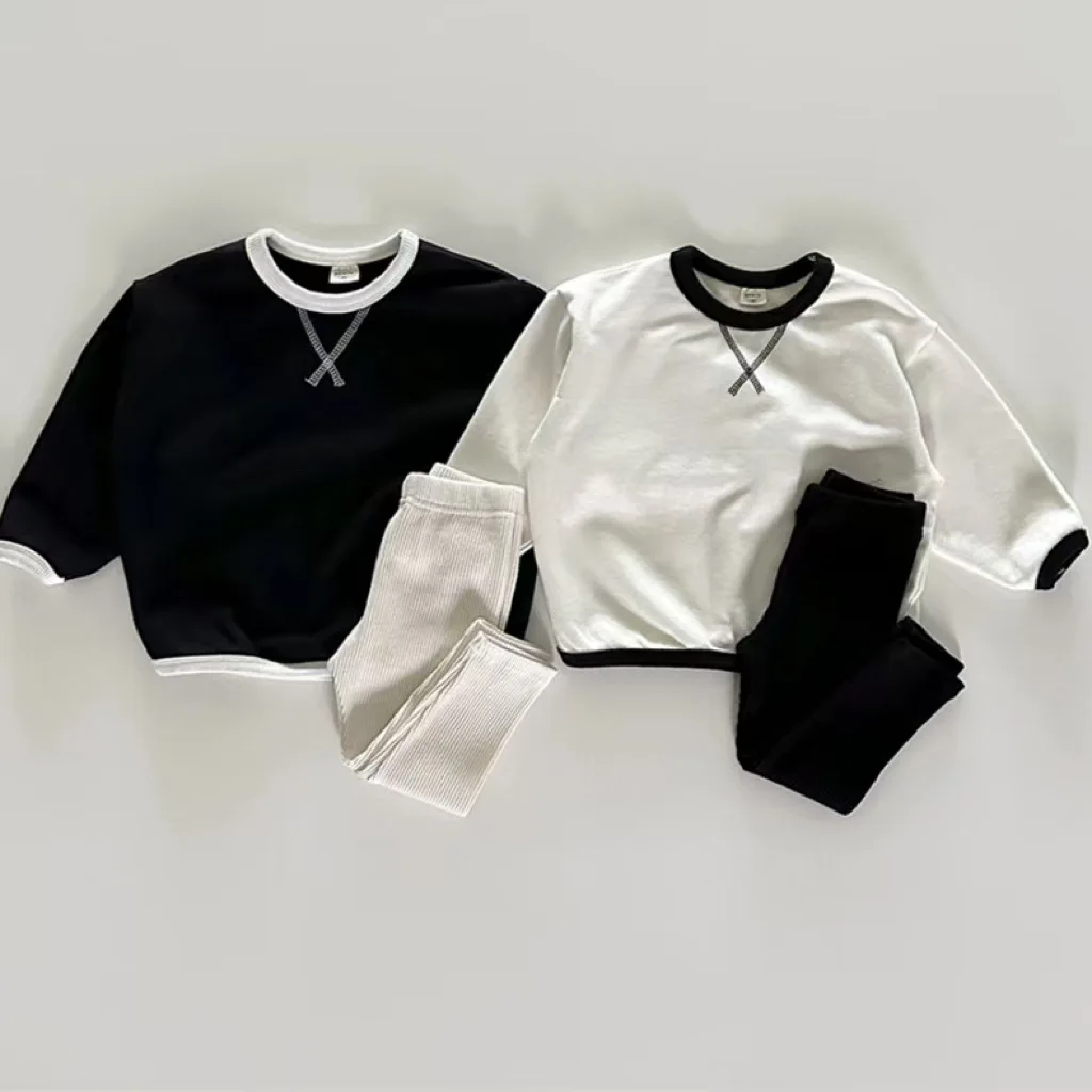 5325 Korean Baby Sweater Sping Autumn New Round Neck Wrapped Sweatershirt Long-sleeved Casual Boy's Pullover Tops