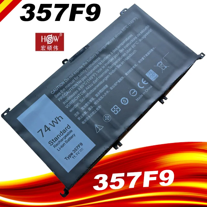 Bateria do Portátil 357f9 74wh 11.1v para Dell Inspiron 15 7559 7000 7557 7567 7566 5576 5577 P57f P65f 71jf4 Ins15pd1548b 1748b