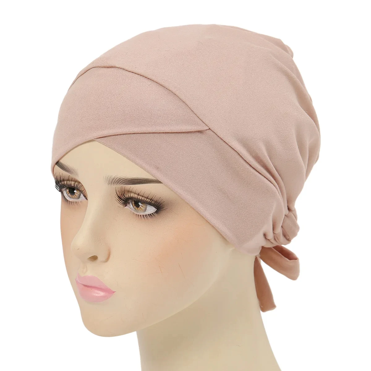 Elastic Hijab Undercap Lining Satin Turban Hats Back Tied Adjustable Head Wraps Head Scarf Chemo Cap For Women