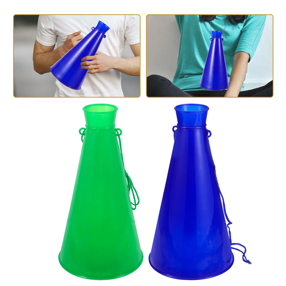 4 Pcs Cheering Horns 2 Green Portable Lightweight Plastic Megaphones Party Concert Atmosphere Props Event