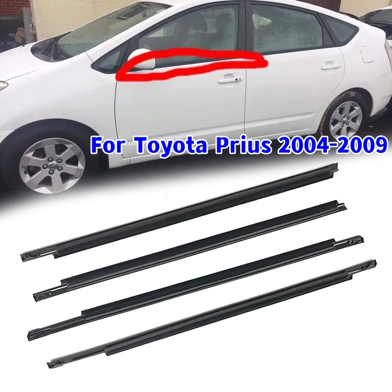 

4Pcs/set Window Outer Weatherstrip Side Door Glass Rubber Belt Moulding Trim Sealing Protector for Toyota Prius 2004-2009