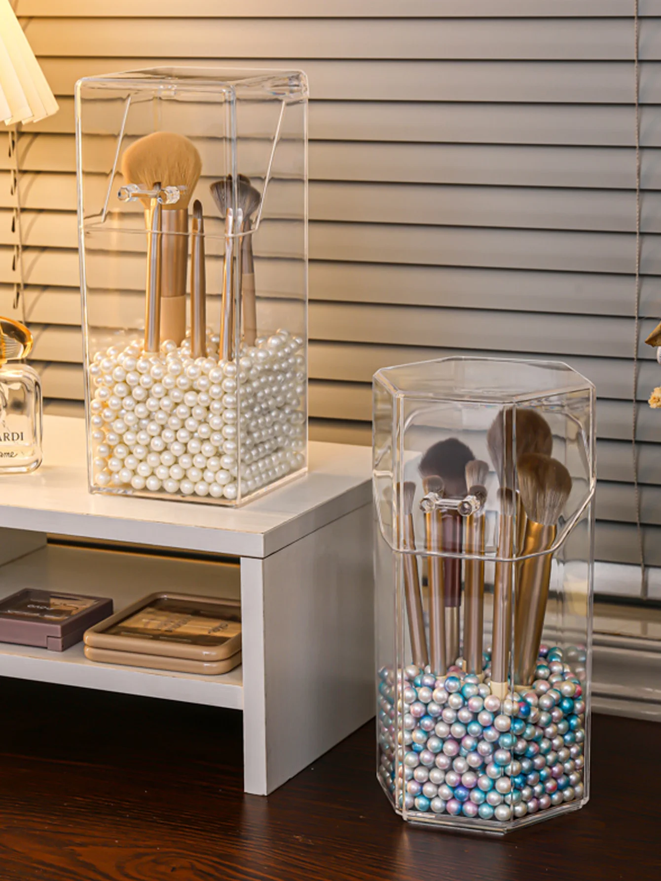 Makeup Brush Storage Bucket Eyebrow Pencil Eye Shadow Cosmetics Beauty Storage Acrylic Transparent Desktop Storage Box 5